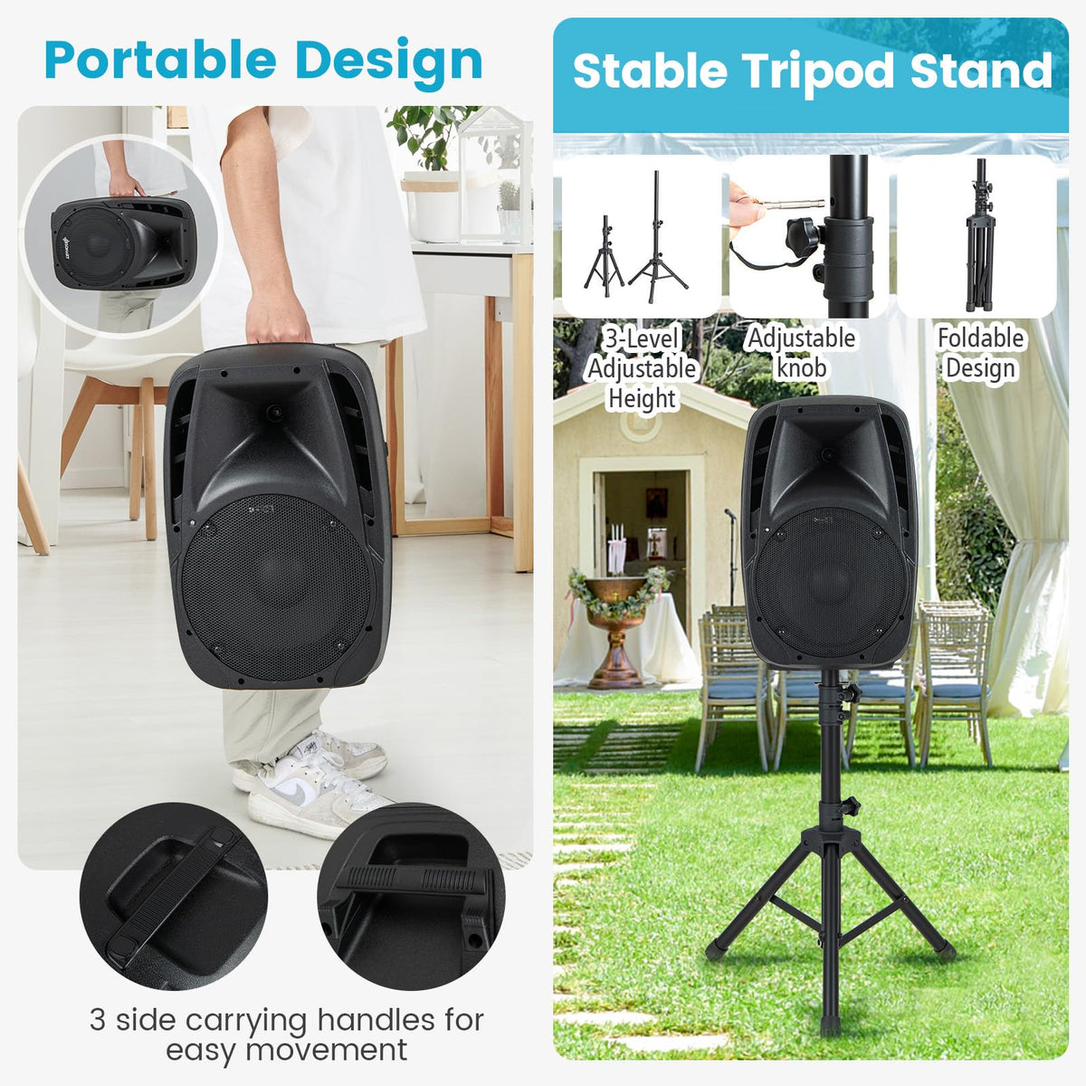 1600W 2-Way Powered PA Speaker System I69690
