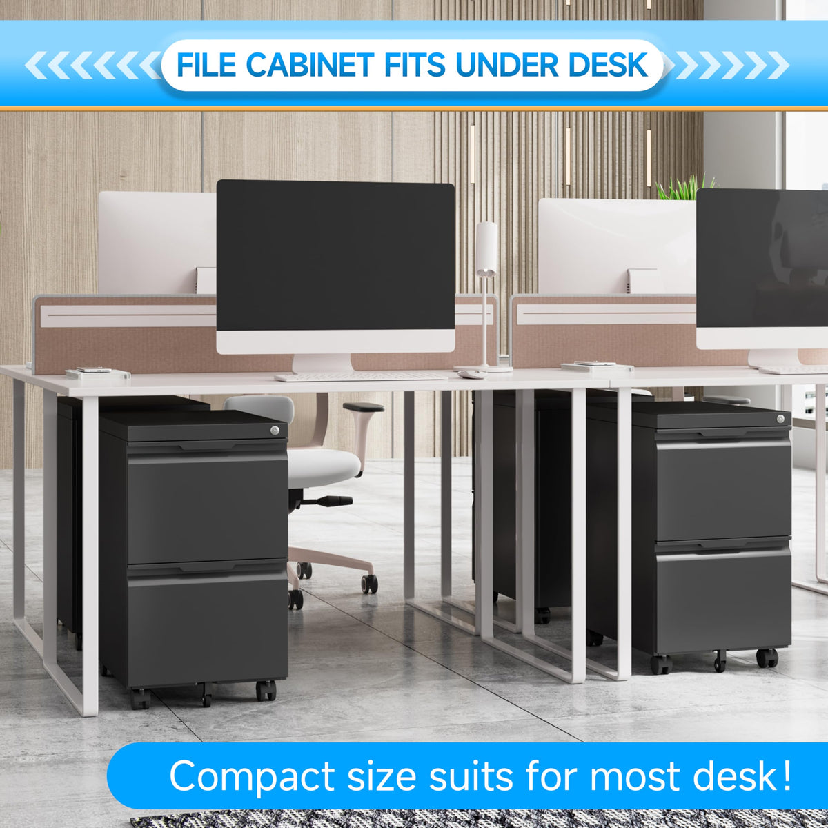 2 Drawer Mobile File Cabinet with Lock N14779
