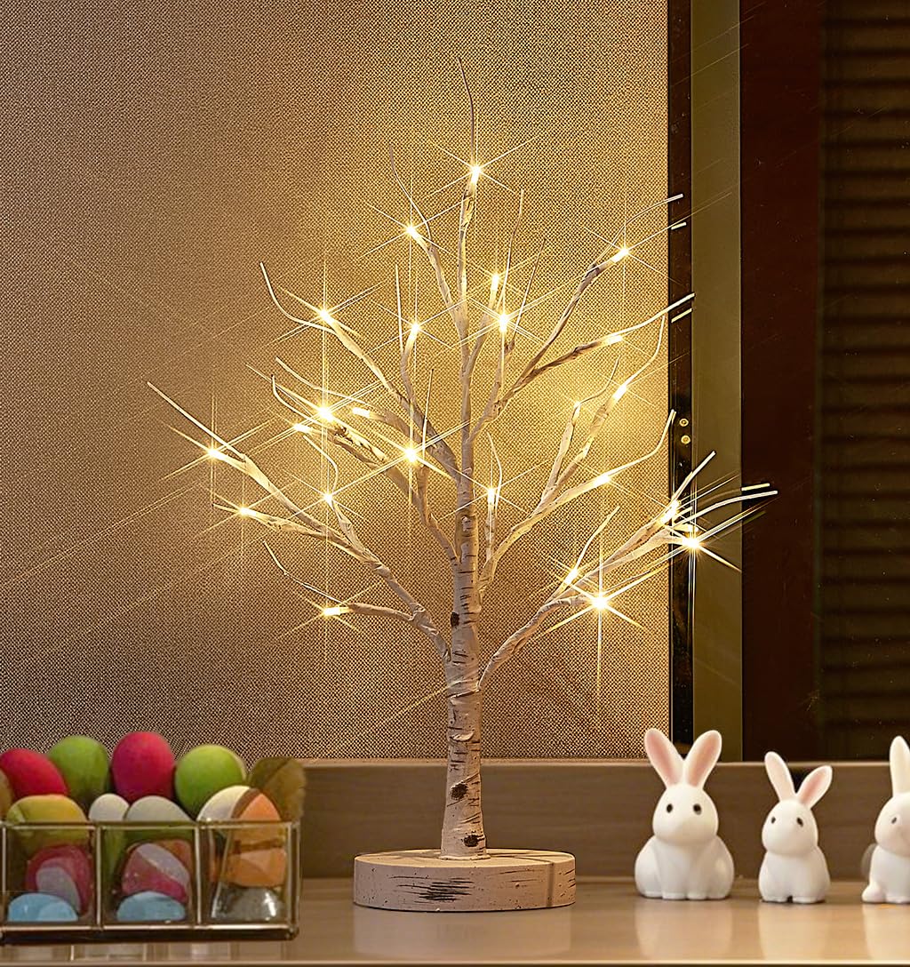 Lighted Birch Tree with Timer 18IN 24 LED B575