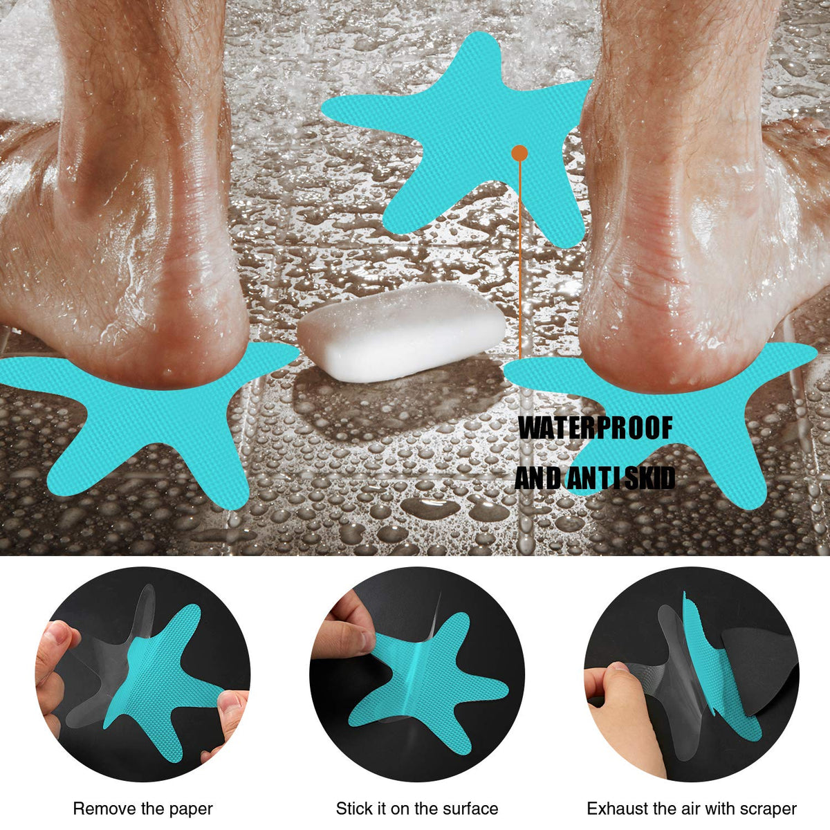 Blue Non Slip Bathtub Stickers 24PCS C436