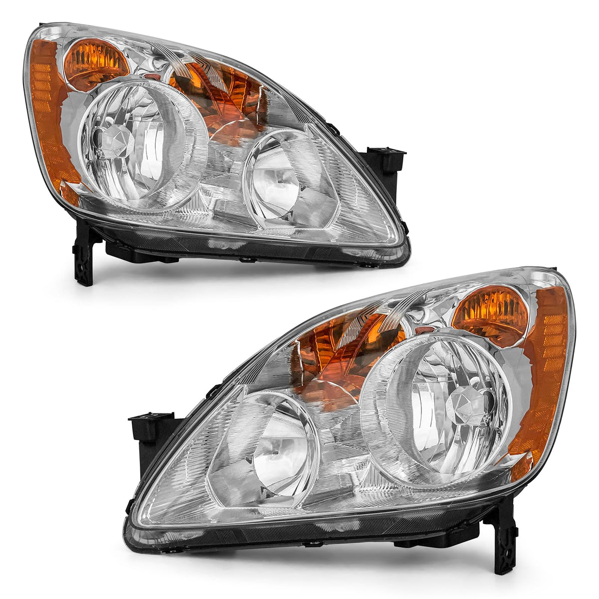Headlight Chrome Housing Amber Reflector Replacement Pair F283405