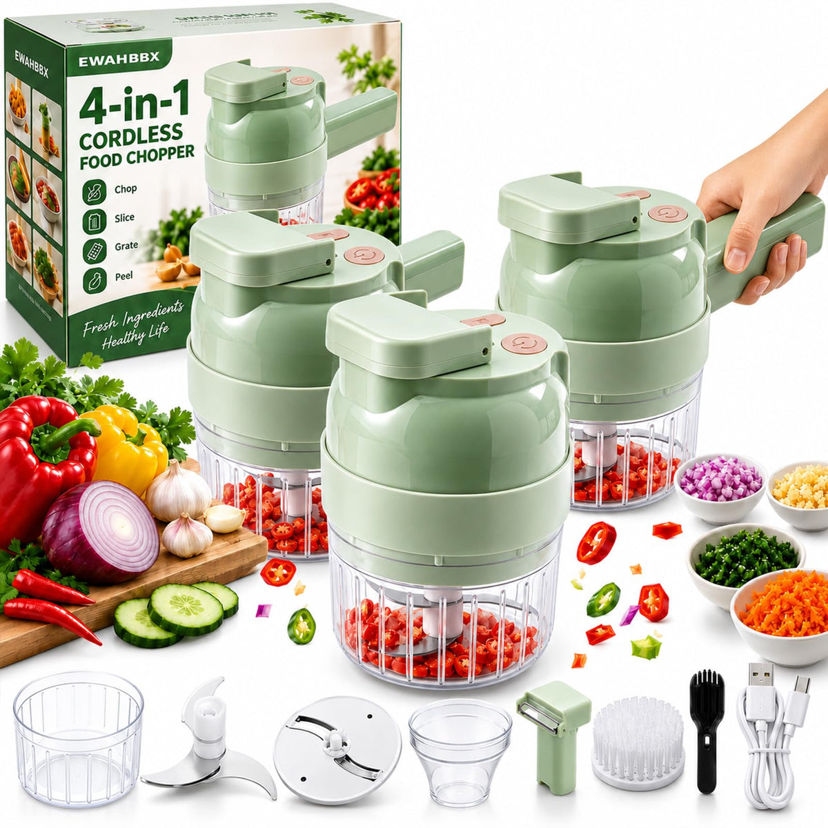 4 in 1 Handheld Electric Vegetable Chopper J445142