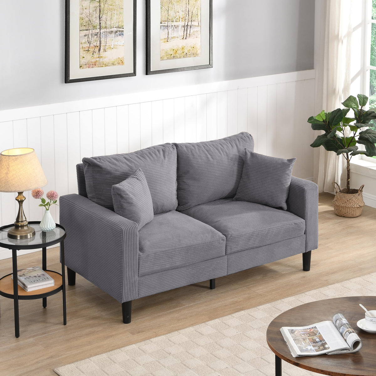 Light Gray Upholstered Sofa E12655