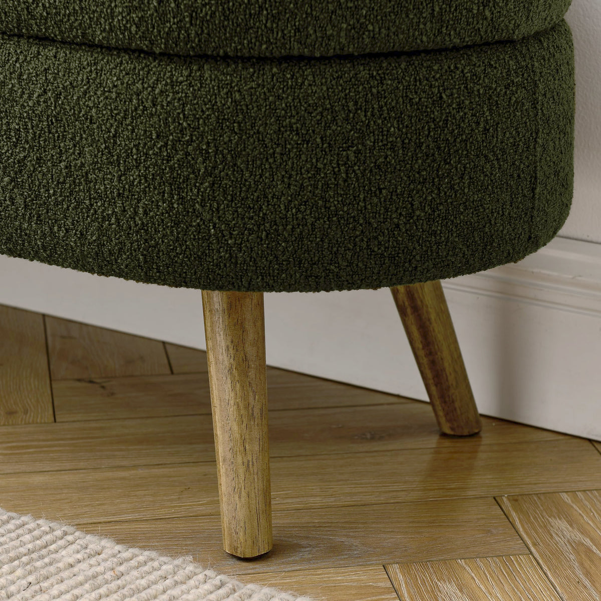 Oval Storage Bench with Rubber Wood Legs Green R489