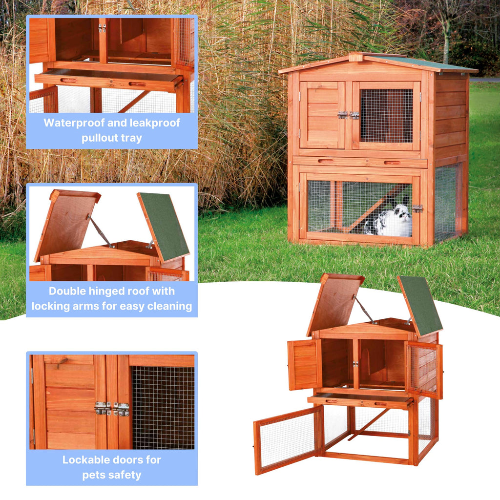 Outdoor Rabbit Hutch with Run N188