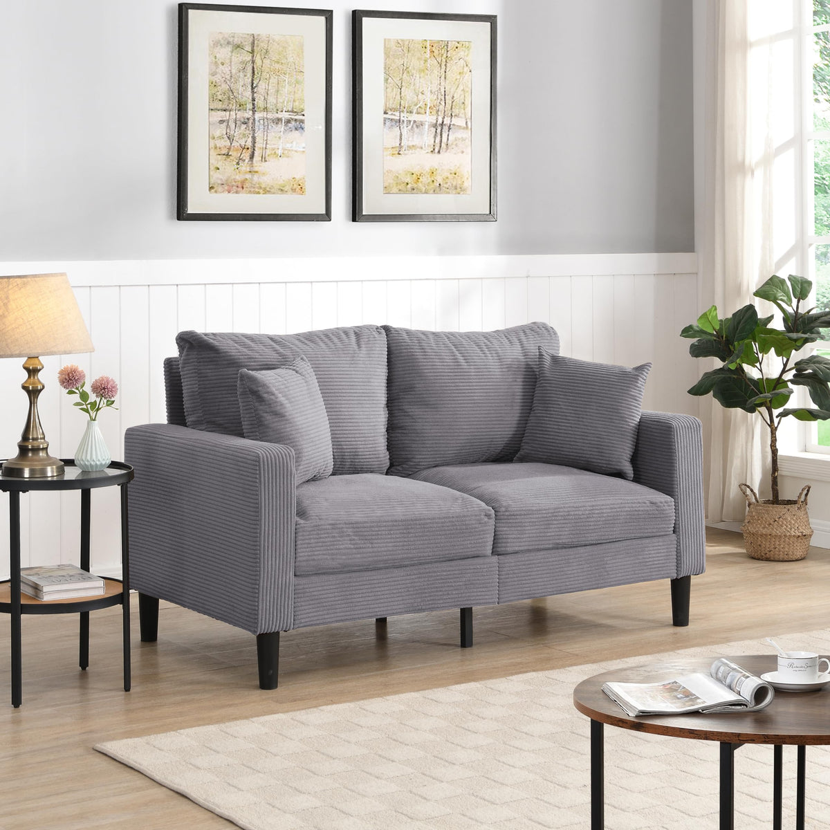 Light Gray Upholstered Sofa E12655