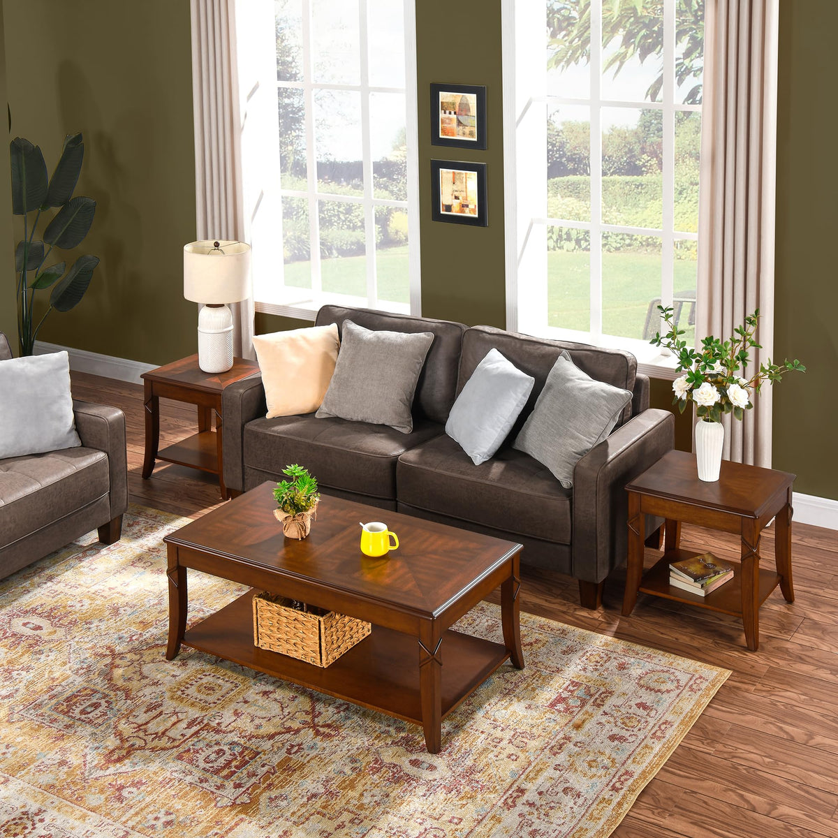 Solid Wood Side End Table with Storage Shelf O562650